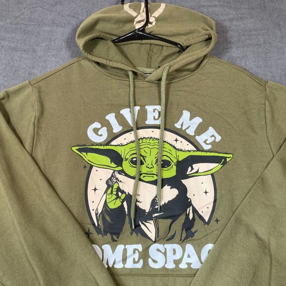 Star Wars Yoda "Give Me Some Space"Olive Green Hoodie Lightweight Unisex  Small - Picture 8 of 11